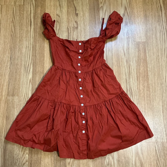 Staud Elio Cotton Minidress in Orange Size 6 - Picture 5 of 10